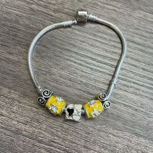 Sterling silver yellow flower bracelet